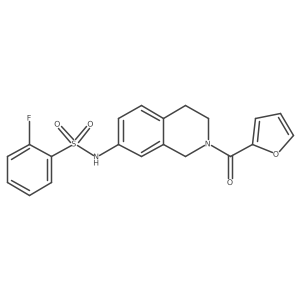2-fluoro-N-(2-(furan-2-carbonyl)-1,2,3,4-tetrahydroisoquinolin-7-yl)benzenesulfonamide结构式