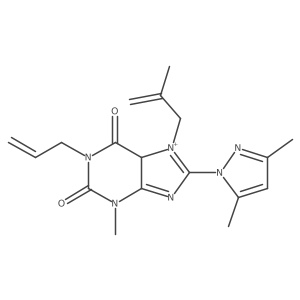 8-(3,5-dimethylpyrazol-1-yl)-3-methyl-7-(2-methylprop-2-enyl)-1-prop-2-enyl-5H-purin-7-ium-2,6-dione Structure