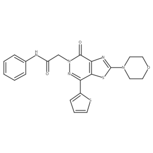 2-(2-morpholino-4-oxo-7-(thiophen-2-yl)thiazolo[4,5-d]pyridazin-5(4H)-yl)-N-phenylacetamide结构式
