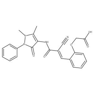 2-[2-[(Z)-2-Cyano-3-[(1,5-dimethyl-3-oxo-2-phenylpyrazol-4-yl)amino]-3-oxoprop-1-enyl]phenoxy]acetic acid Structure
