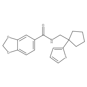 N-((1-(thiophen-2-yl)cyclopentyl)methyl)benzo[d][1,3]dioxole-5-carboxamide结构式