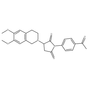 1-(4-acetylphenyl)-3-(6,7-dimethoxy-3,4-dihydroisoquinolin-2(1H)-yl)pyrrolidine-2,5-dione结构式