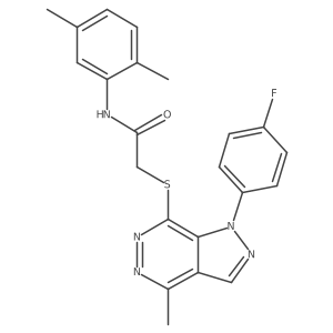 Cc1ccc(C)c(NC(=O)CSc2nnc(C)c3cnn(-c4ccc(F)cc4)c23)c1结构式