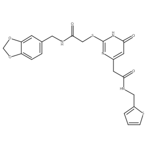 N-(benzo[d][1,3]dioxol-5-ylmethyl)-2-((6-oxo-4-(2-oxo-2-((thiophen-2-ylmethyl)amino)ethyl)-1,6-dihydropyrimidin-2-yl)thio)acetamide Structure