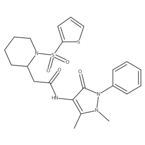 N-(1,5-dimethyl-3-oxo-2-phenyl-2,3-dihydro-1H-pyrazol-4-yl)-2-[1-(thiophene-2-sulfonyl)piperidin-2-yl]acetamide结构式