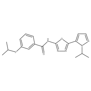 N-{5-[1-(propan-2-yl)-1H-pyrazol-5-yl]-1,3,4-oxadiazol-2-yl}-3-(propan-2-ylsulfanyl)benzamide Structure