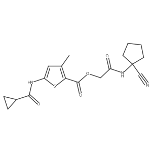 [2-[(1-Cyanocyclopentyl)amino]-2-oxoethyl] 5-(cyclopropanecarbonylamino)-3-methylthiophene-2-carboxylate结构式