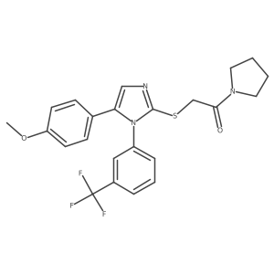 2-((5-(4-methoxyphenyl)-1-(3-(trifluoromethyl)phenyl)-1H-imidazol-2-yl)thio)-1-(pyrrolidin-1-yl)ethanone结构式