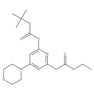 Ethyl [4-({[(2-methylpropan-2-yl)oxy]carbonyl}oxy)-6-(morpholin-4-yl)pyrimidin-2-yl]acetate结构式