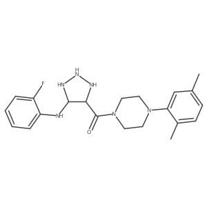 4-[4-(2,5-dimethylphenyl)piperazine-1-carbonyl]-N-(2-fluorophenyl)-1H-1,2,3-triazol-5-amine Structure