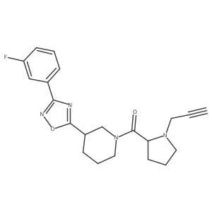 3-[3-(3-fluorophenyl)-1,2,4-oxadiazol-5-yl]-1-[(2S)-1-(prop-2-yn-1-yl)pyrrolidine-2-carbonyl]piperidine Structure