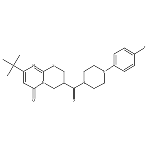 8-(tert-butyl)-3-(4-(4-fluorophenyl)piperazine-1-carbonyl)-3,4-dihydropyrimido[2,1-b][1,3]thiazin-6(2H)-one结构式