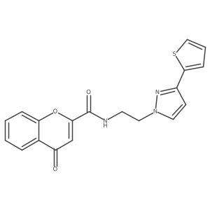 4-oxo-N-(2-(3-(thiophen-2-yl)-1H-pyrazol-1-yl)ethyl)-4H-chromene-2-carboxamide结构式