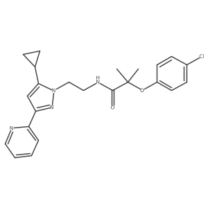 2-(4-chlorophenoxy)-N-(2-(5-cyclopropyl-3-(pyridin-2-yl)-1H-pyrazol-1-yl)ethyl)-2-methylpropanamide结构式