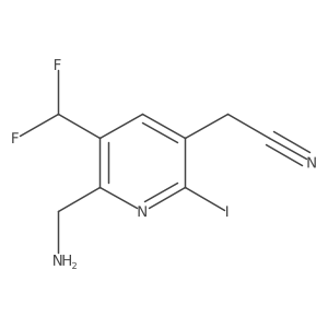 2-(Aminomethyl)-3-(difluoromethyl)-6-iodopyridine-5-acetonitrile Structure