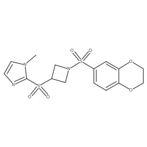 2-((1-((2,3-dihydrobenzo[b][1,4]dioxin-6-yl)sulfonyl)azetidin-3-yl)sulfonyl)-1-methyl-1H-imidazole Structure