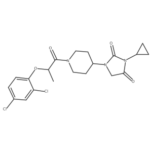 3-Cyclopropyl-1-{1-[2-(2,4-dichlorophenoxy)propanoyl]piperidin-4-yl}imidazolidine-2,4-dione Structure