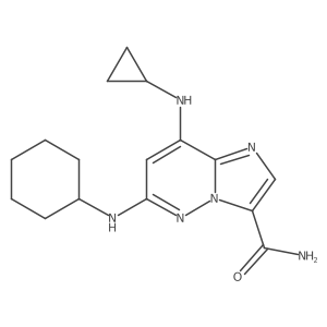 6-(Cyclohexylamino)-8-(cyclopropylamino)imidazo[1,2-b]pyridazine-3-carboxamide Structure