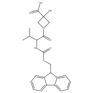 1-[(2R)-2-({[(9H-fluoren-9-yl)methoxy]carbonyl}amino)-3-methylbutanoyl]-3-hydroxyazetidine-3-carboxylic acid结构式