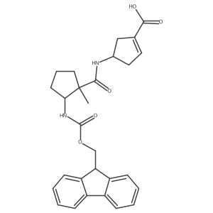 4-[2-({[(9H-fluoren-9-yl)methoxy]carbonyl}amino)-1-methylcyclopentaneamido]cyclopent-1-ene-1-carboxylic acid Structure