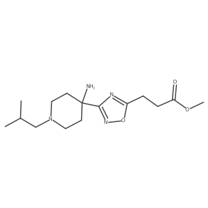 Methyl 3-{3-[4-amino-1-(2-methylpropyl)piperidin-4-yl]-1,2,4-oxadiazol-5-yl}propanoate结构式