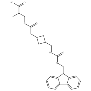 3-(2-{3-[({[(9H-fluoren-9-yl)methoxy]carbonyl}amino)methyl]cyclobutyl}acetamido)-2-methylpropanoic acid结构式