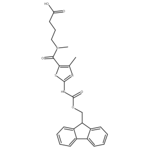 4-{1-[2-({[(9H-fluoren-9-yl)methoxy]carbonyl}amino)-4-methyl-1,3-thiazol-5-yl]-N-methylformamido}butanoic acid结构式
