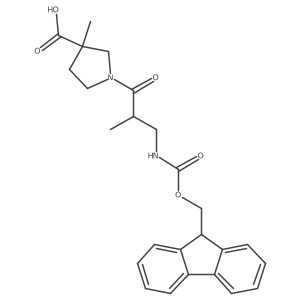 1-[3-({[(9H-fluoren-9-yl)methoxy]carbonyl}amino)-2-methylpropanoyl]-3-methylpyrrolidine-3-carboxylic acid结构式