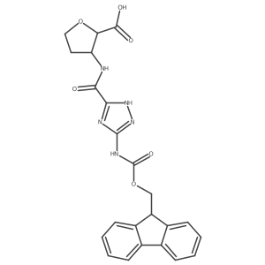 rac-(2R,3S)-3-[5-({[(9H-fluoren-9-yl)methoxy]carbonyl}amino)-1H-1,2,4-triazole-3-amido]oxolane-2-carboxylic acid结构式