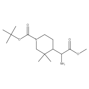 tert-Butyl 4-(1-amino-2-methoxy-2-oxoethyl)-3,3-dimethylpiperidine-1-carboxylate Structure