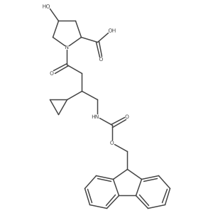(2S,4S)-1-[3-cyclopropyl-4-({[(9H-fluoren-9-yl)methoxy]carbonyl}amino)butanoyl]-4-hydroxypyrrolidine-2-carboxylic acid Structure