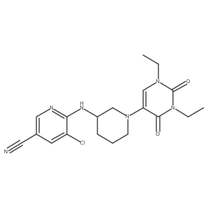 5-Chloro-6-{[1-(1,3-diethyl-2,4-dioxo-1,2,3,4-tetrahydropyrimidin-5-yl)piperidin-3-yl]amino}pyridine-3-carbonitrile Structure