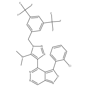 3-[[3,5-bis(trifluoromethyl)phenyl]methyl]-5-[3-(2-chlorophenyl)-[1,2]oxazolo[3,4-d]pyridazin-4-yl]-N,N-dimethyltriazol-4-amine结构式