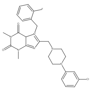 8-[[4-(3-chlorophenyl)piperazin-1-yl]methyl]-7-[(2-fluorophenyl)methyl]-1,3-dimethyl-5H-purin-7-ium-2,6-dione Structure