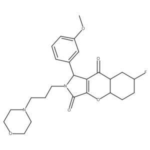7-fluoro-1-(3-methoxyphenyl)-2-(3-morpholin-4-ylpropyl)-4a,5,6,7,8,8a-hexahydro-1H-chromeno[2,3-c]pyrrole-3,9-dione结构式