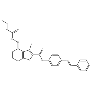 Hydrazinecarboxylic acid, 2-[6,7-dihydro-3-methyl-2-[[[4-(2-phenyldiazenyl)phenyl]amino]carbonyl]-4(5H)-benzofuranylidene]-, ethyl ester Structure