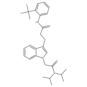 N,N-bis(propan-2-yl)-2-{3-[({[2-(trifluoromethyl)phenyl]carbamoyl}methyl)sulfanyl]-1H-indol-1-yl}acetamide Structure