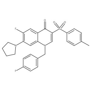 6-fluoro-1-(4-fluorobenzyl)-7-(pyrrolidin-1-yl)-3-tosylquinolin-4(1H)-one Structure