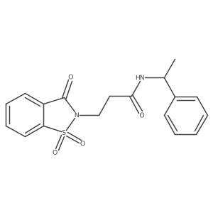 3-(1,1-dioxido-3-oxobenzo[d]isothiazol-2(3H)-yl)-N-(1-phenylethyl)propanamide Structure