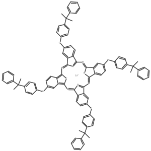 Copper;6,15,24,33-tetrakis[4-(2-phenylpropan-2-yl)phenoxy]-2,11,20,29,37,39-hexaza-38,40-diazanidanonacyclo[28.6.1.13,10.112,19.121,28.04,9.013,18.022,27.031,36]tetraconta-1,3,5,7,9,11,13(18),14,16,19(39),20,22(27),23,25,28,30(37),31(36),32,34-nonadecaene Structure