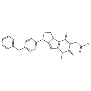 2-[1-Methyl-2,4-dioxo-8-(4-phenoxyphenyl)-1,3,5-trihydroimidazolidino[1,2-h]pu rin-3-yl]acetic acid Structure