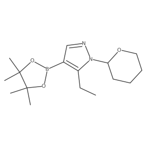5-ethyl-1-(tetrahydro-pyran-2-yl)-4-(4,4,5,5-tetramethyl-[1,3,2]dioxaborolan-2-yl)-1H-pyrazole结构式