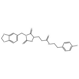 3-[(4S)-1-(1,3-benzodioxol-5-ylmethyl)-2,5-dioxoimidazolidin-4-yl]-N-[2-(4-chlorophenyl)ethyl]propanamide Structure