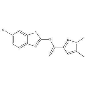 N-(6-bromobenzo[d]thiazol-2-yl)-1,5-dimethyl-1H-pyrazole-3-carboxamide结构式