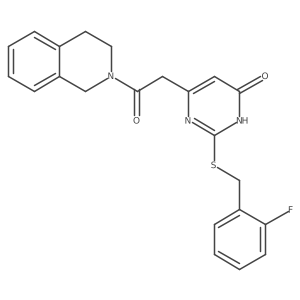 6-(2-(3,4-dihydroisoquinolin-2(1H)-yl)-2-oxoethyl)-2-((2-fluorobenzyl)thio)pyrimidin-4(3H)-one结构式