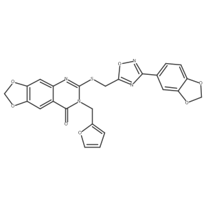 6-({[3-(2H-1,3-benzodioxol-5-yl)-1,2,4-oxadiazol-5-yl]methyl}sulfanyl)-7-[(furan-2-yl)methyl]-2H,7H,8H-[1,3]dioxolo[4,5-g]quinazolin-8-one Structure