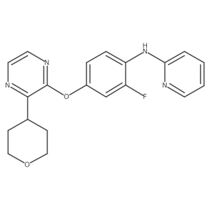 N-[2-Fluoro-4-[[3-(tetrahydro-2H-pyran-4-yl)-2-pyrazinyl]oxy]phenyl]-2-pyridinamine结构式