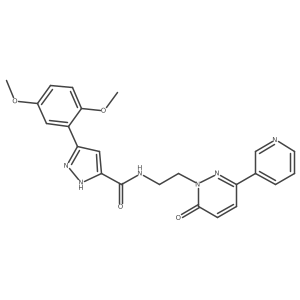 3-(2,5-dimethoxyphenyl)-N-(2-(6-oxo-3-(pyridin-3-yl)pyridazin-1(6H)-yl)ethyl)-1H-pyrazole-5-carboxamide结构式