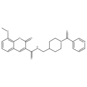 8-methoxy-N-((1-nicotinoylpiperidin-4-yl)methyl)-2-oxo-2H-chromene-3-carboxamide结构式