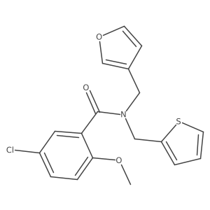 5-chloro-N-(furan-3-ylmethyl)-2-methoxy-N-(thiophen-2-ylmethyl)benzamide Structure